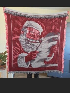 Vintage Santa Claus Christmas Woven Throw Blanket